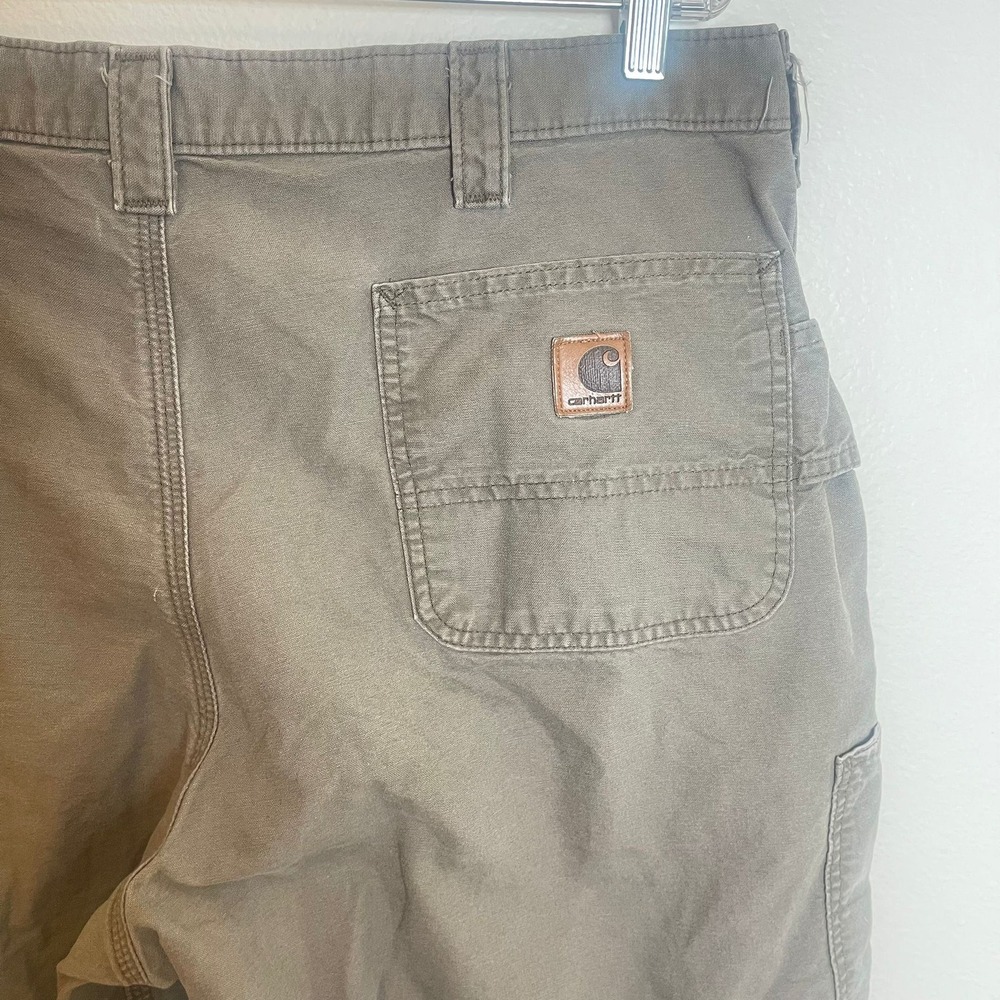 Carhartt Mens Work Pants Khaki Relaxed Fit Dungaree Utility Carpenter 40x28 - Picture 7 of 9